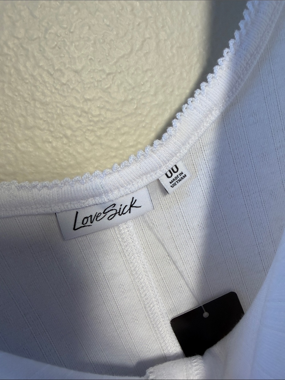 Lovesick White Button-Front Pointelle. Ribbed Tank - Picture 2 of 5